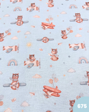 COTONE 100% - 675 ORSETTO AEREOPLANO FONDO CELESTE