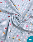 COTONE 100% - 461 FIORI FONDO QUADRETTO CELESTE