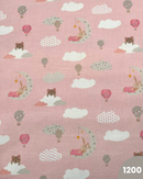 COTONE 100% - 1200 LUNA E MONGOLFIERA FONDO ROSA