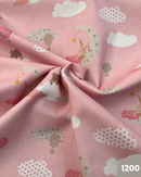 COTONE 100% - 1200 LUNA E MONGOLFIERA FONDO ROSA