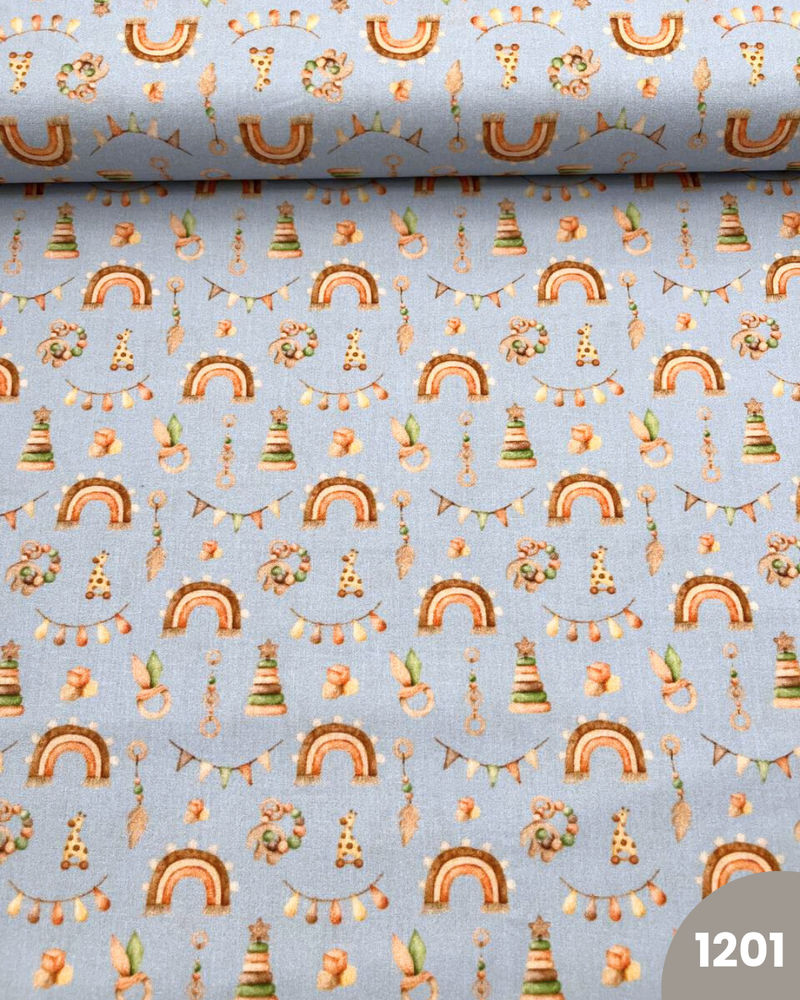 COTONE 100% - 1201 ARCOBALENO FONDO CELESTE