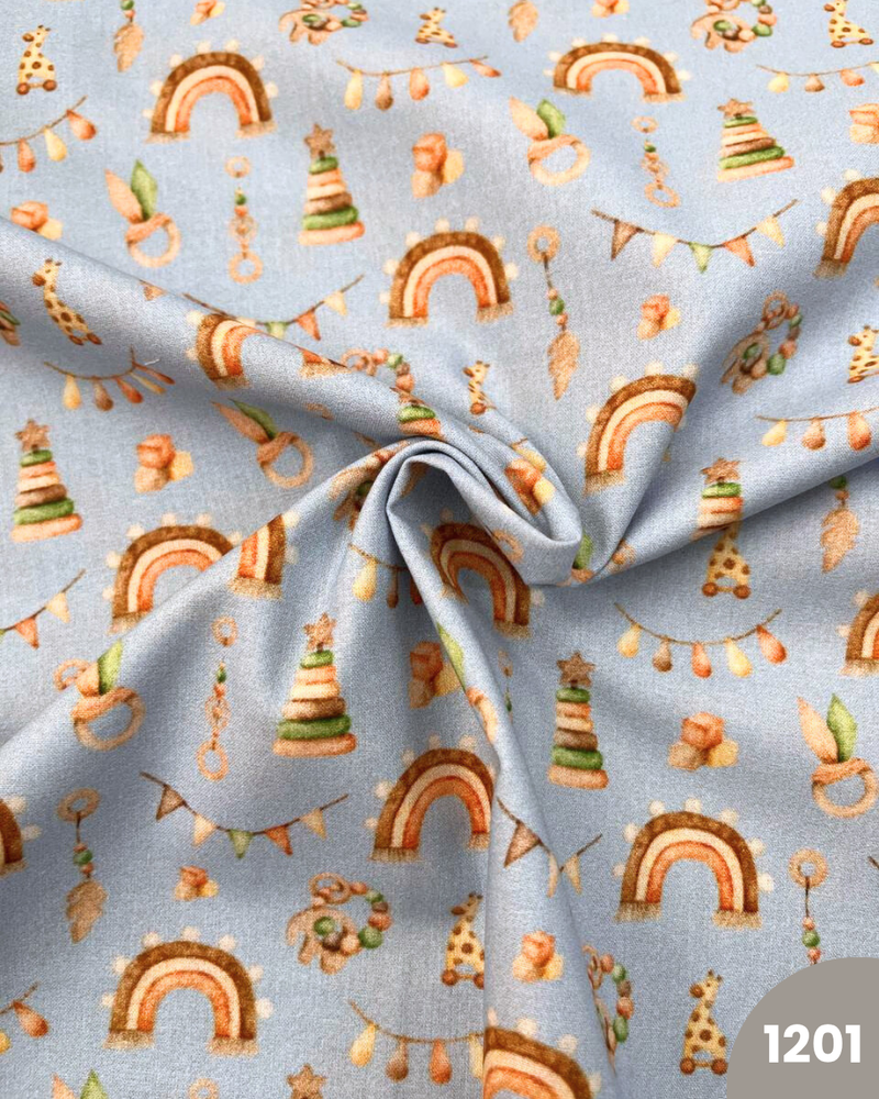 COTONE 100% - 1201 ARCOBALENO FONDO CELESTE