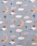 COTONE 100% - 1202 LUNA E MONGOLFIERA FONDO CELESTE