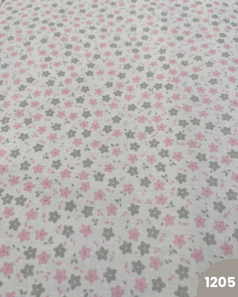 COTONE 100% - 1205 FIORELLINI GRIGI E ROSA