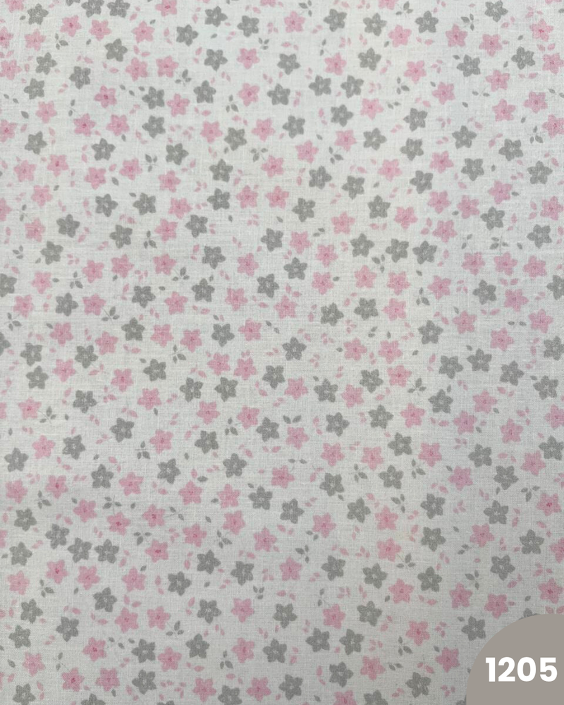 COTONE 100% - 1205 FIORELLINI GRIGI E ROSA