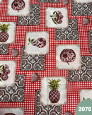 COTONE ARREDAMENTO - 2076 FRUTTA FONDO QUADRETTI ROSSI