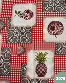 COTONE ARREDAMENTO - 2076 FRUTTA FONDO QUADRETTI ROSSI