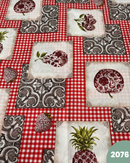 COTONE ARREDAMENTO - 2076 FRUTTA FONDO QUADRETTI ROSSI