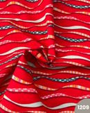 COTONE 100% - 1209 ONDE FONDO ROSSO