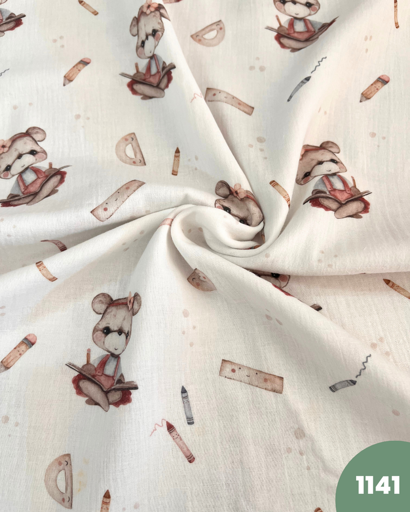 MUSSOLA DI COTONE - 1141 ORSETTO DETTAGLI ROSA