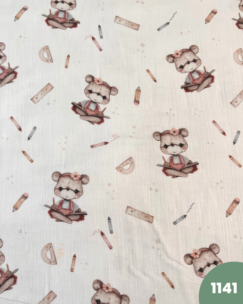 MUSSOLA DI COTONE - 1141 ORSETTO DETTAGLI ROSA