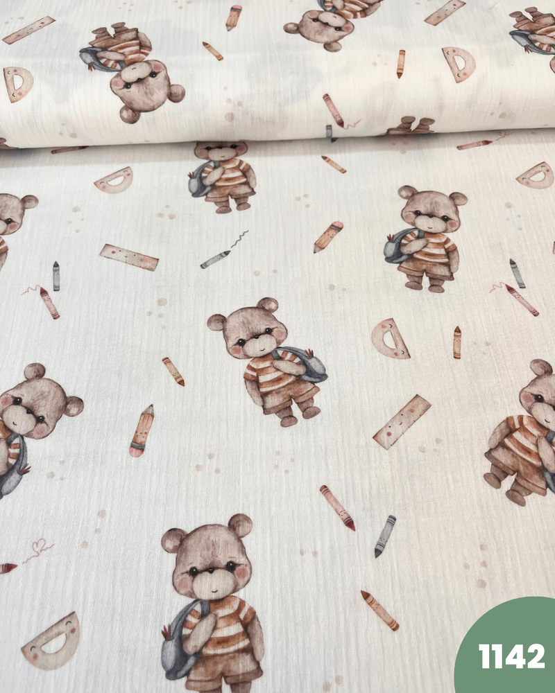 MUSSOLA DI COTONE - 1142 ORSETTO DETTAGLI CELESTI