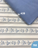 COTONE ARREDAMENTO - 792 FIORI CELESTI RIGHE