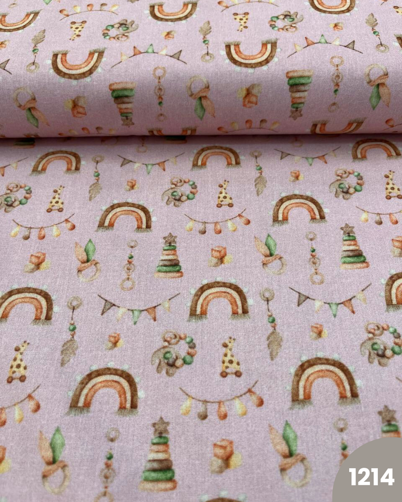 COTONE 100% - 1214 ARCOBALENO FONDO ROSA