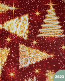COTONE ARREDAMENTO - 2623 ALBERI ORO FONDO ROSSO