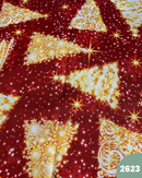 COTONE ARREDAMENTO - 2623 ALBERI ORO FONDO ROSSO