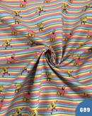 COTONE 100% - 689 SPONGEBOB E PATRICK FONDO RIGHE