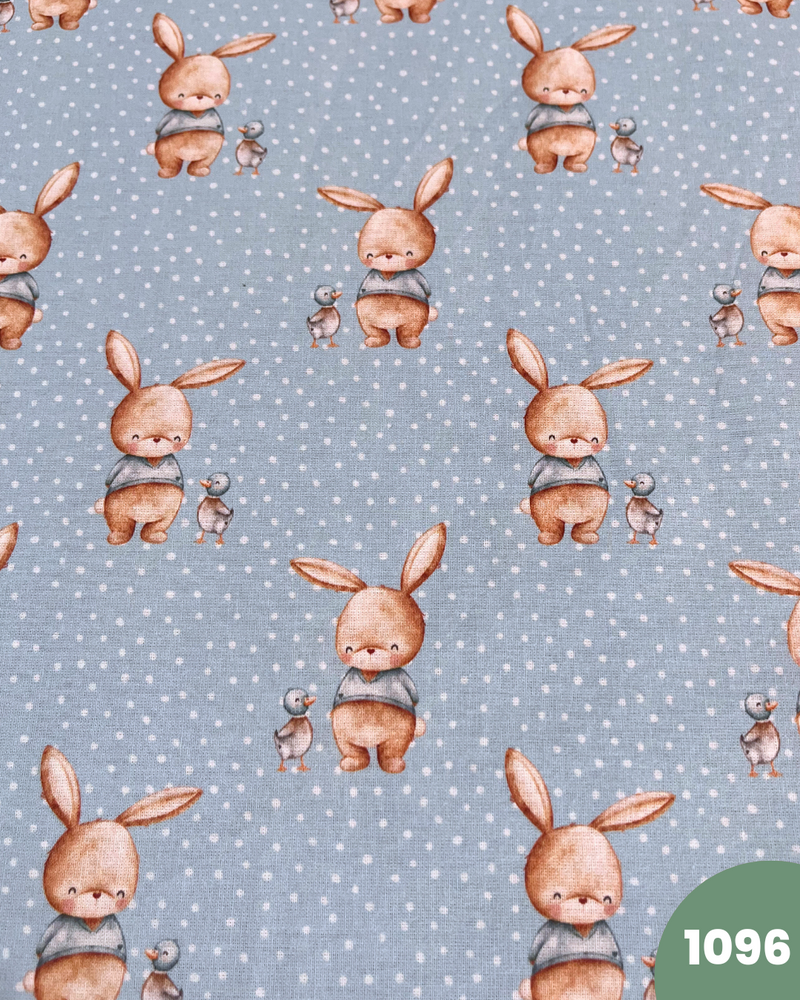 COTONE 100% - 1096 CONIGLIETTO FONDO CELESTE