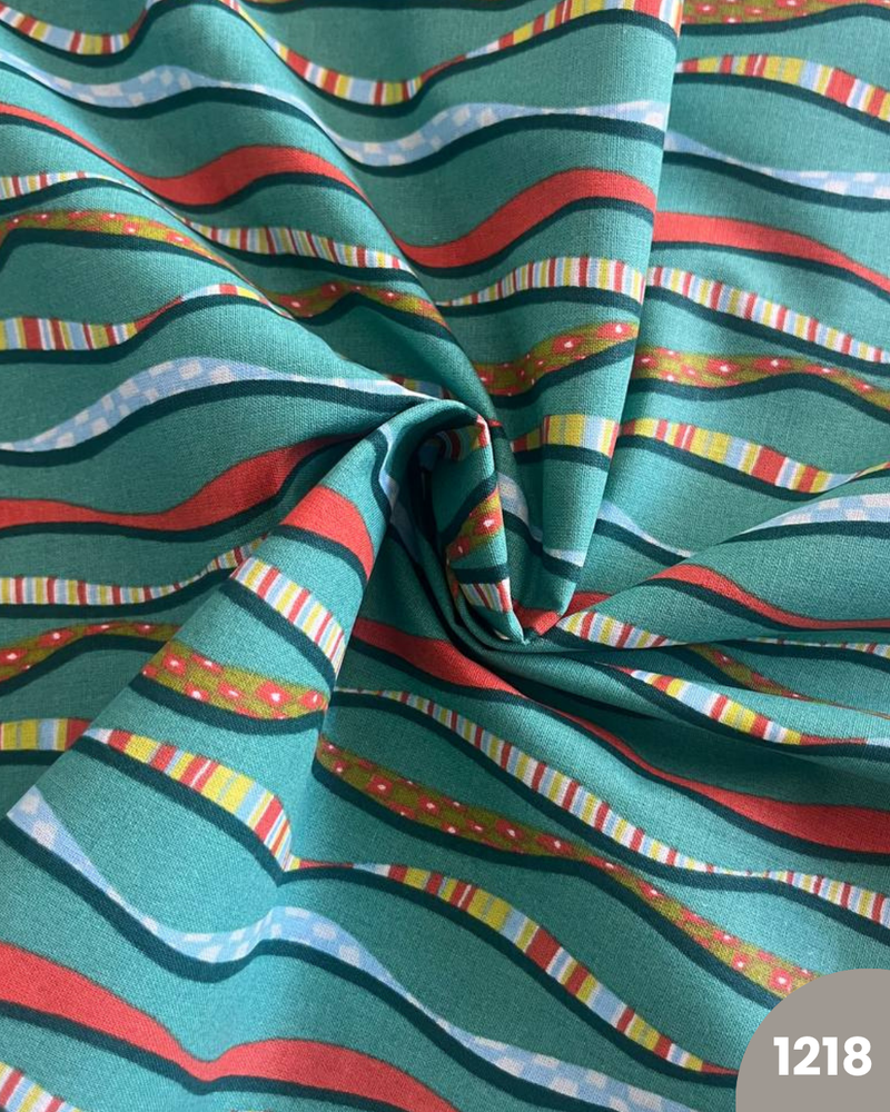 COTONE 100% - 1218 ONDE FONDO VERDE