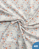 COTONE 100% - 401 FIORI COLOR PESCA E FOGLIOLINE LILLA