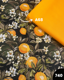 COTONE ARREDAMENTO - LIMONI E FIORI FONDO NERO 740