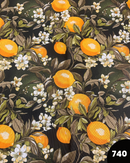 COTONE ARREDAMENTO - LIMONI E FIORI FONDO NERO 740