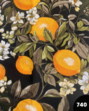 COTONE ARREDAMENTO - LIMONI E FIORI FONDO NERO 740