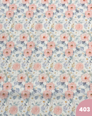 COTONE 100% - 403 FIORI ROSA CON FOGLIE CELESTI