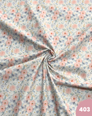 COTONE 100% - 403 FIORI ROSA CON FOGLIE CELESTI