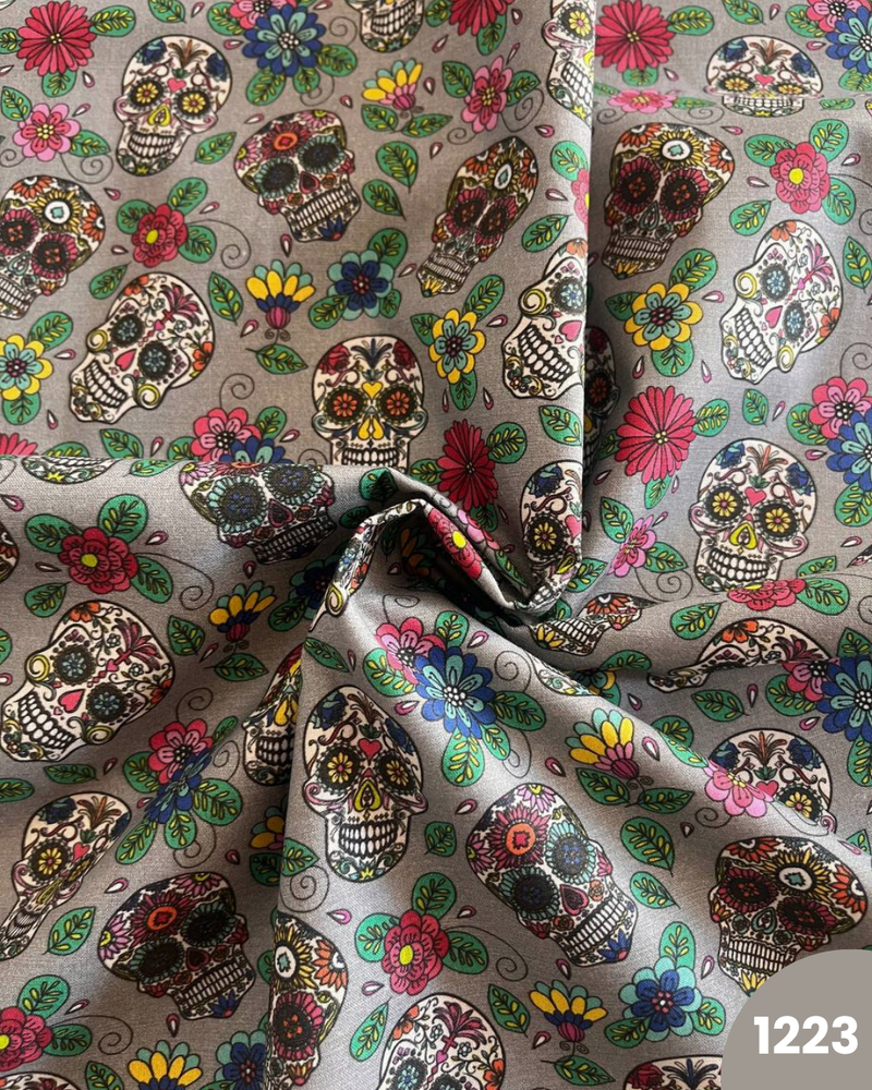 COTONE 100% - 1223 TESCHIO FONDO GRIGIO