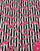 SATIN - 21 FIORI ROSA FONDO RIGA NERA