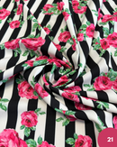 SATIN - 21 FIORI ROSA FONDO RIGA NERA