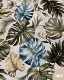 COTONE ARREDAMENTO - 1913 FOGLIE VERDI E AZZURRE