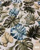 COTONE ARREDAMENTO - 1913 FOGLIE VERDI E AZZURRE