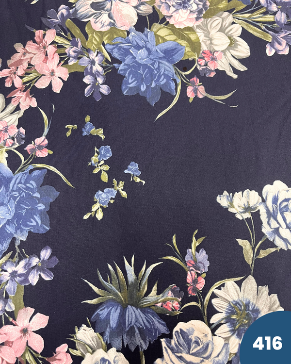 JERSEY DI COTONE - 416 FIORI FONDO BLU