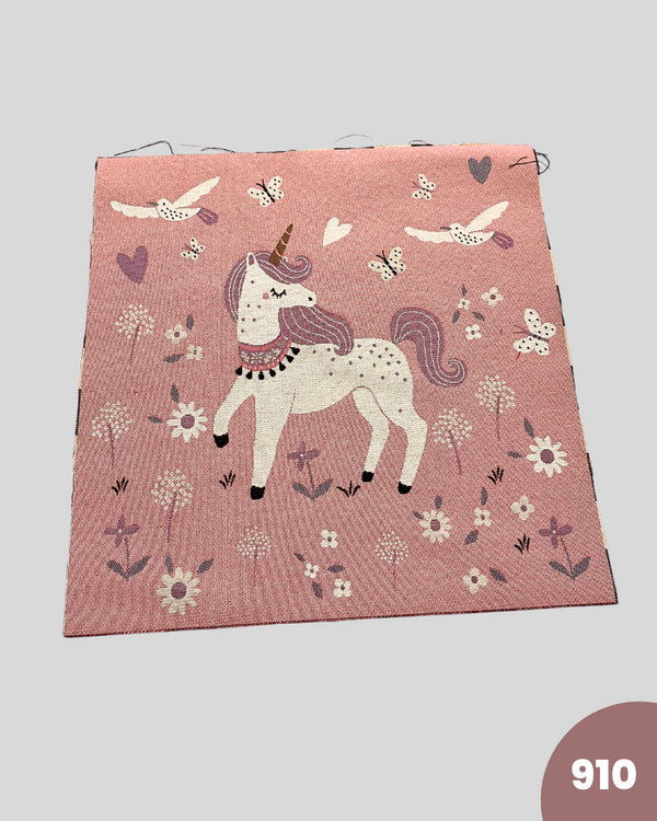 PANNELLO GOBELIN - 910 UNICORNO FONDO ROSA