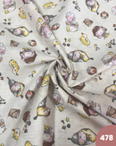 COTONE 100% - 478 PERSONAGGI FONDO RIGHE BEIGE