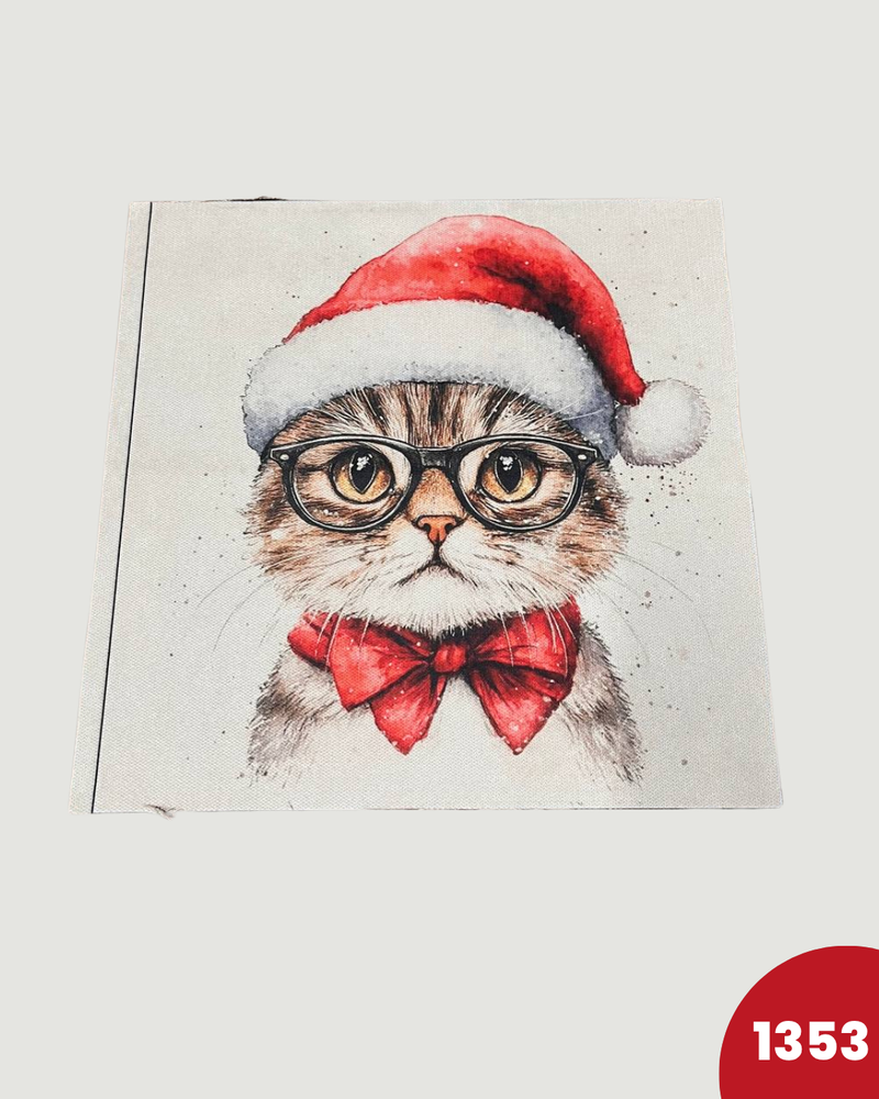 PANNELLO TESSUTO INDEFORMABILE - 1353 GATTO CON OCCHIALI E CAPPELLO