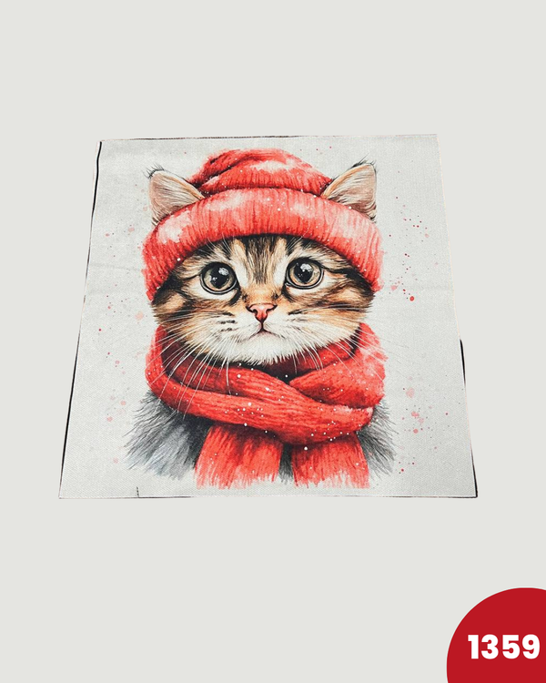 PANNELLO TESSUTO INDEFORMABILE - 1359 GATTO CON SCIARPA E CAPPELLO