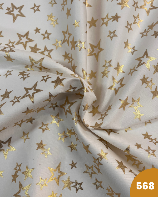 GABARDINE DI COTONE - 568 STELLINE PIENE E VUOTE ORO