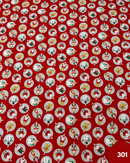 COTONE 100% - 301 PALLA DI NATALE PERSONAGGI FONDO ROSSO