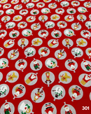 COTONE 100% - 301 PALLA DI NATALE PERSONAGGI FONDO ROSSO