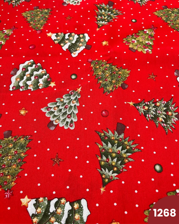 COTONE ARREDAMENTO - 1268 ALBERI DI NATALE FONDO ROSSO
