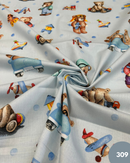 COTONE 100% - 309 ORSETTO IN AUTO FONDO CELESTE