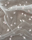 TULLE RICAMO FIORELLINO FONDO BIANCO