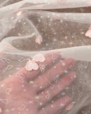 TULLE RICAMO CUORICINO FONDO ROSA