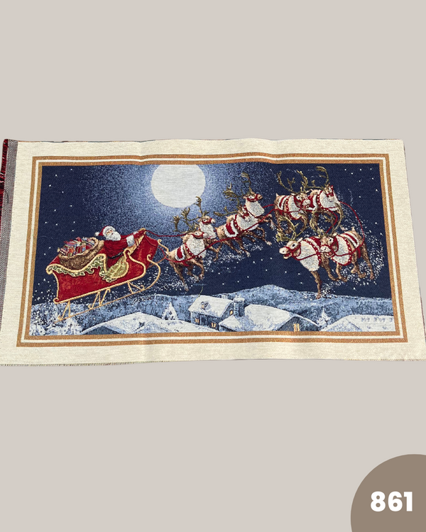 PANNELLO GOBELIN RETTANGOLARE - 861 BABBO NATALE SLITTA CIELO