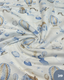 COTONE 100% - 319 MONGOLFIERA ED AEROPLANO BEIGE E CELESTE