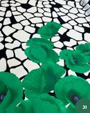 SATIN - 31 PAPAVERO VERDE DEGRADÈ FONDO NERO E BIANCO