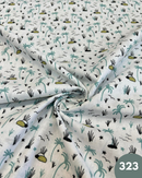 COTONE 100% - 323 PALME E RONDINI FONDO BIANCO